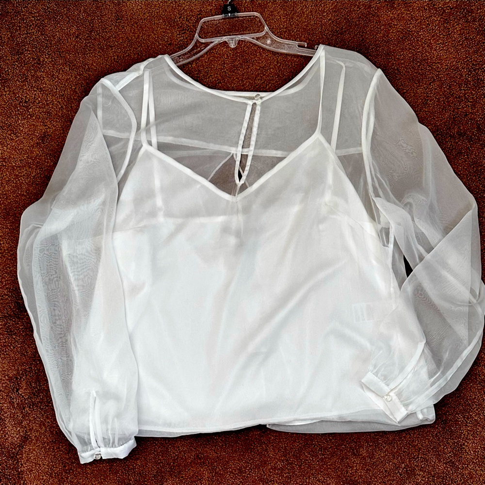 NWT - White House Black Market - Keyhi Sheer Safari Blouse Size 14